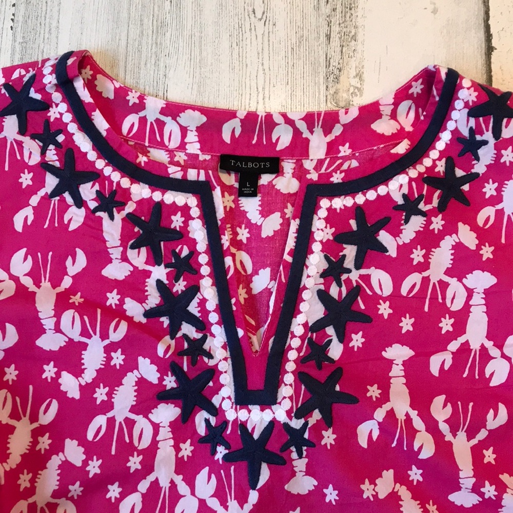 Talbots Lobster/Starfish design swimcoverup size L
